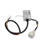A passive infrared bi-level sensor with daylight harvesting capabilities, with wires and a white sensor head.