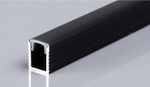 Black metal square profile on a gray background