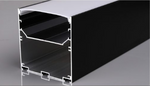 Metallic rectangular profile on a gray background
