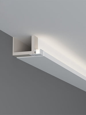 Modern ceiling light fixture on a gray wall