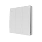 A white three gang wall-mounted light switch