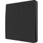 A black, two-gang wall switch plate cover in a matte finish.