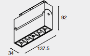 LED Folding Lamp for Magnetic Track 48V 20mm Single Circuit Track 34x137.5x92