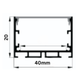 Technical drawing of a profile with dimensions 40mm by 20mm.