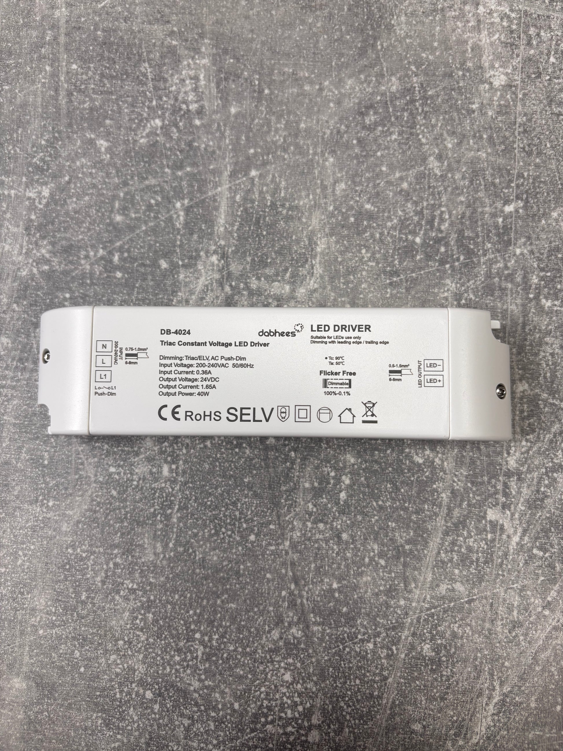 LED driver on a textured gray surface