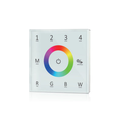 4-zone RGBW LED touch panel controller in white – smart wall-mounted LED lighting control


