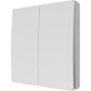 A white, two-gang wall switch plate cover in a matte finish.