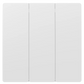 A white three gang wall-mounted light switch