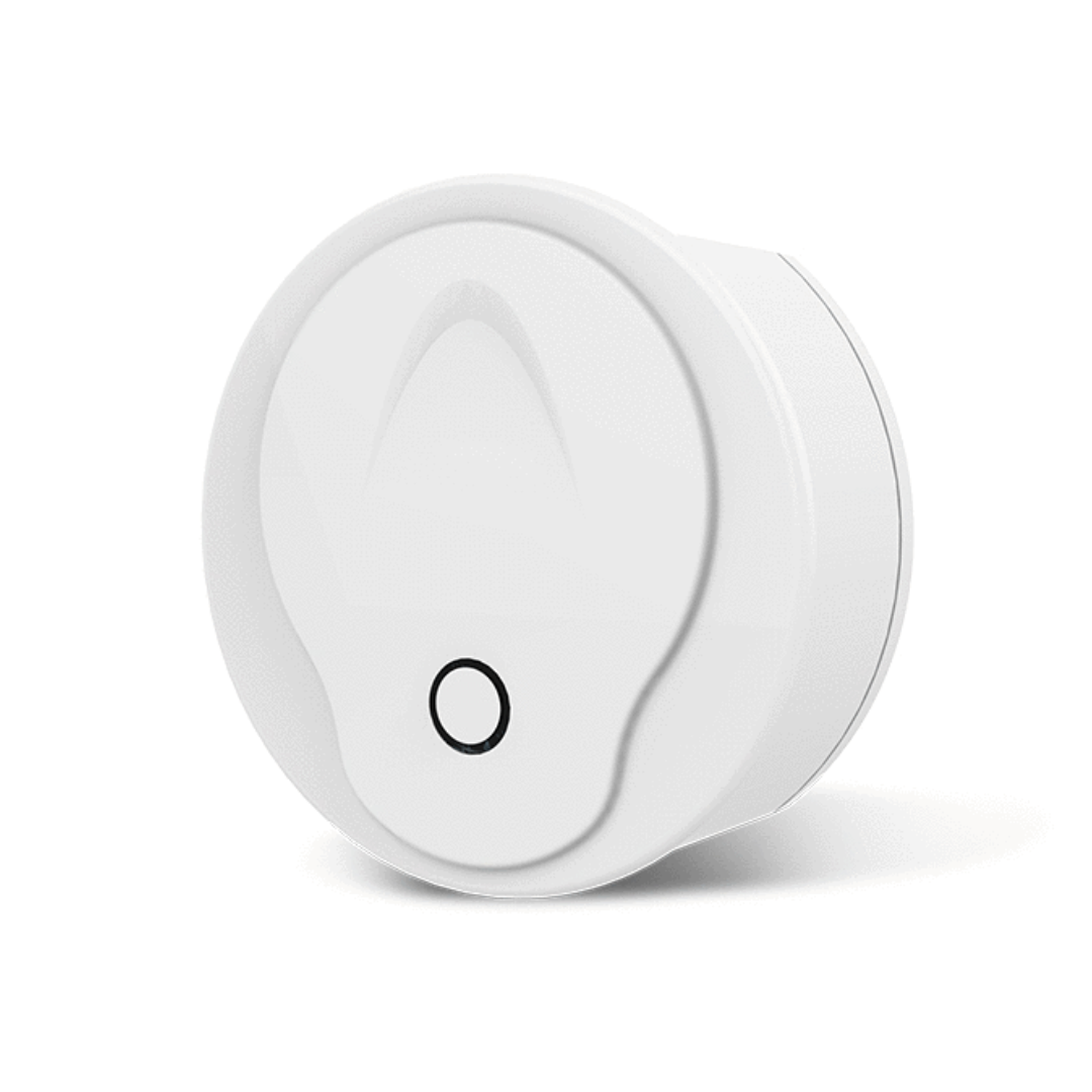 A white ZigBee gateway device with a central button and a visible WIFI signal strength indicator.