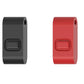 Two key FOBs, one black and one red, with a simple, solid colour design.