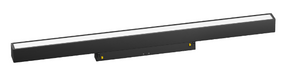 A black linear LED floodlight designed for use on a magnetic track.