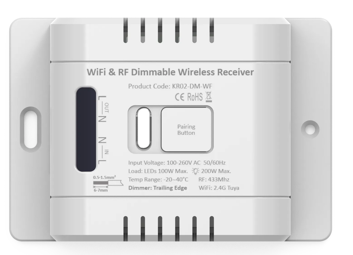 A white rectangular wireless receiver device with a rotary dial, product code, and brand ZK808A visible on the front.