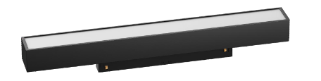 An LED linear light fixture designed for a magnetic track, appearing black in color with a rectangular shape.