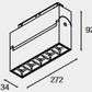 LED Folding Lamp for Magnetic Track 48V 20mm Single Circuit Track 34x272x92