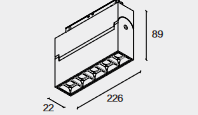 LED Folding Lamp for Magnetic Track 48V 20mm Single Circuit Track 22x226x89