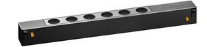 LED grillie lamp designed for a magnetic track, featuring a black color and multiple LED units aligned in a row.