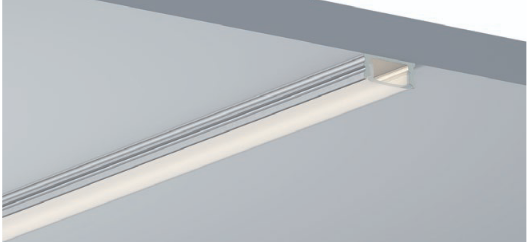 Linear LED light fixture on a white background