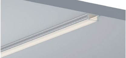 Linear LED light fixture on a white background