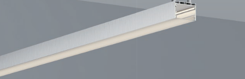 Close-up of a rectangular light fixture on a gray background