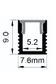 Technical drawing of a profile with dimensions