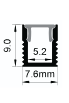 Technical drawing of a profile with dimensions