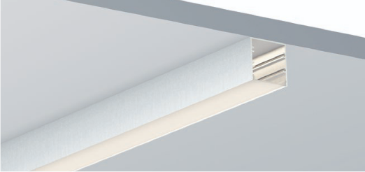 Close-up of a recessed light fixture in a ceiling