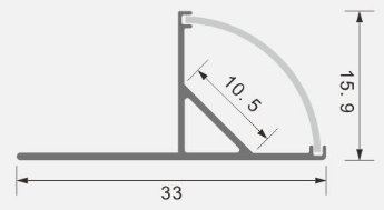 Drawing of rofile with dimensions labeled