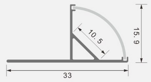 Drawing of rofile with dimensions labeled