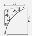 Drawing of corner profile with dimensions labeled