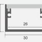 Rectangular metal profile with dimensions labeled