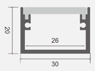 Rectangular metal profile with dimensions labeled