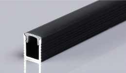 Black metal square profile on a gray background