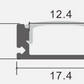 Aluminum profile with dimensions labeled