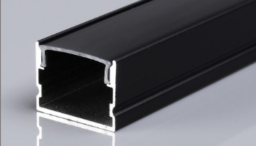 Black metal profile on a gray background