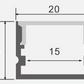 Rectangular metal profile with dimensions labeled
