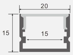Rectangular metal profile with dimensions labeled