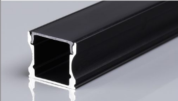 Black metal profile on a gray background