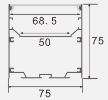 Rectangular metal profile with dimensions labeled