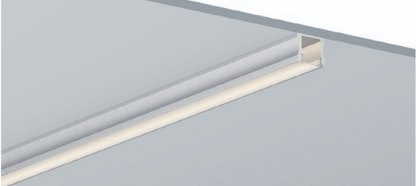 Linear LED light profile on a white background