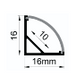 Cross-section diagram of 16x16mm corner aluminium LED profile