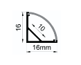 Cross-section diagram of 16x16mm corner aluminium LED profile