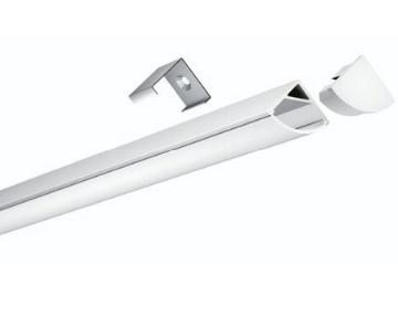 White aluminium corner LED profile with frosted diffuser cover