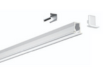 White LED strip light with connectors on a white background