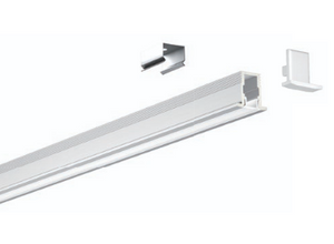 White LED strip light with connectors on a white background