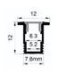 Technical drawing of a rectangular profile with dimensions labeled