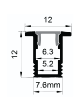 Technical drawing of a rectangular profile with dimensions labeled