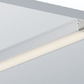 Close-up of flat surface mounted a white background aluminium profile 
