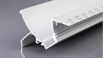 Close-up of a white profile on a gray background