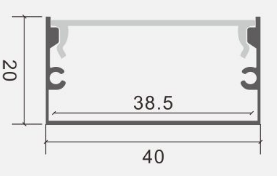 Rectangular profile with dimensions labeled