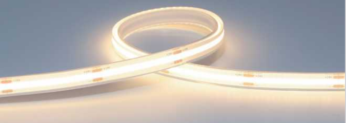 Roll of LED strip light on a gray background